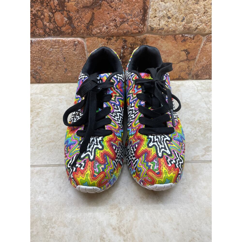 Skechers Sneakers Jen Stark Kids Size 1 Psychedelic Rainbow Art Shoes Swirl Shoe - Picture 2 of 13